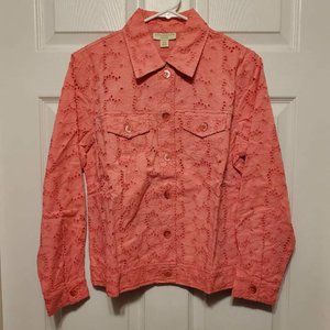 NWT Appleseed's Women's Pink Lace Button Down Blouse Jacket - Size PS